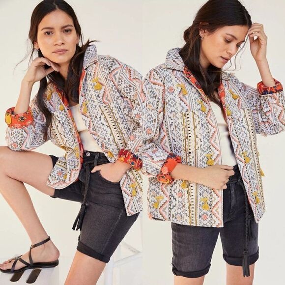 ANTHROPOLOGIE Kellianne Tasseled Shirt Jacket - Picture 1 of 2